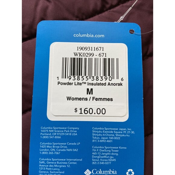 Columbia Powder Lite Insulated Anorak Dark Malbec/melsala Red Women Size M NWT - Picture 6 of 6
